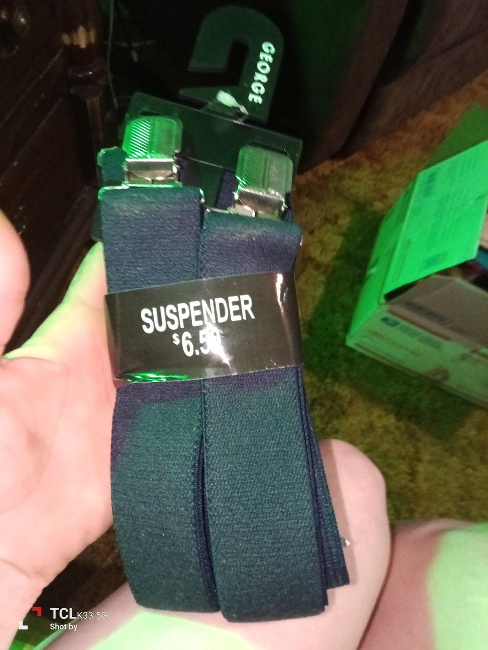 George Men's Black Suspenders